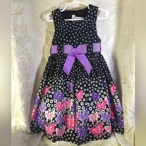 Ashley Ann sz 4T dress Black Floral and Purple sleeveless Dress
